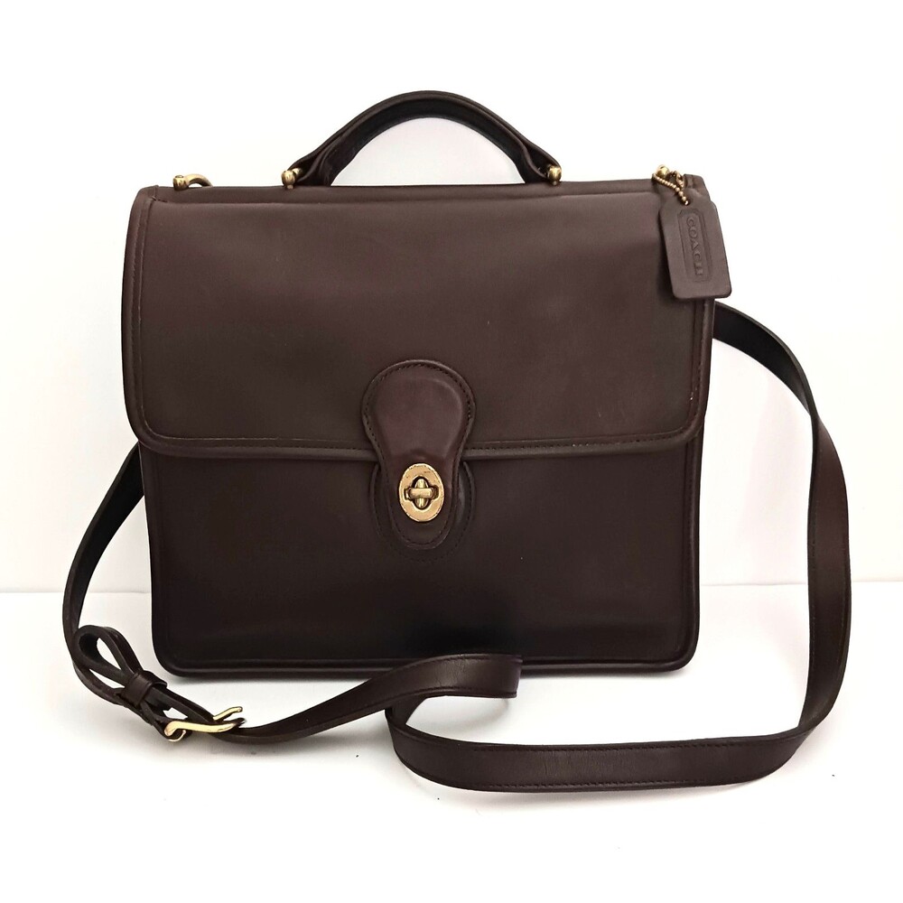 VTG Coach Willis Bag 9927 Chocolate Brown Glove Tanned Leather Crossbody Strap
